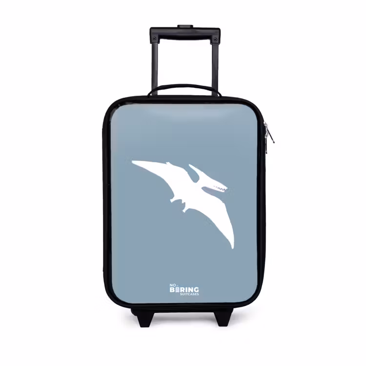 Blauw met Pteranodon dino Kinderkoffer - Zwart klein -3d