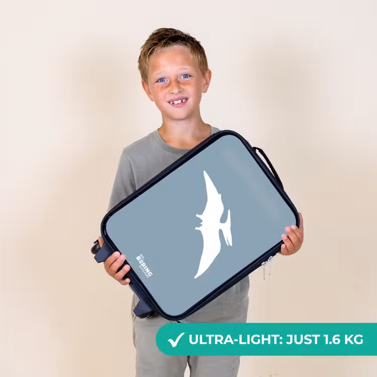 Blauw met Pteranodon dino Kinderkoffer - Zwart klein -sfeer4_UK