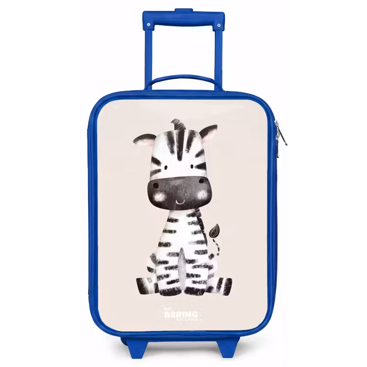 Zebra portrettekening met beige achtergrond Kinderkoffer - Blauw klein -zz3dotto