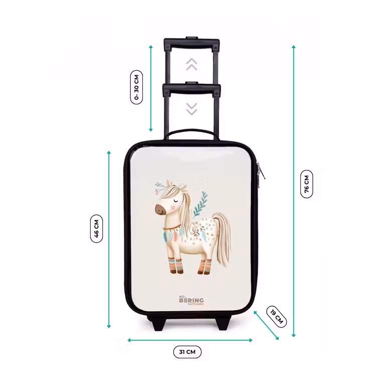 Bohemian paard in beige tinten Kinderkoffer - Zwart klein -productfoto_formaten