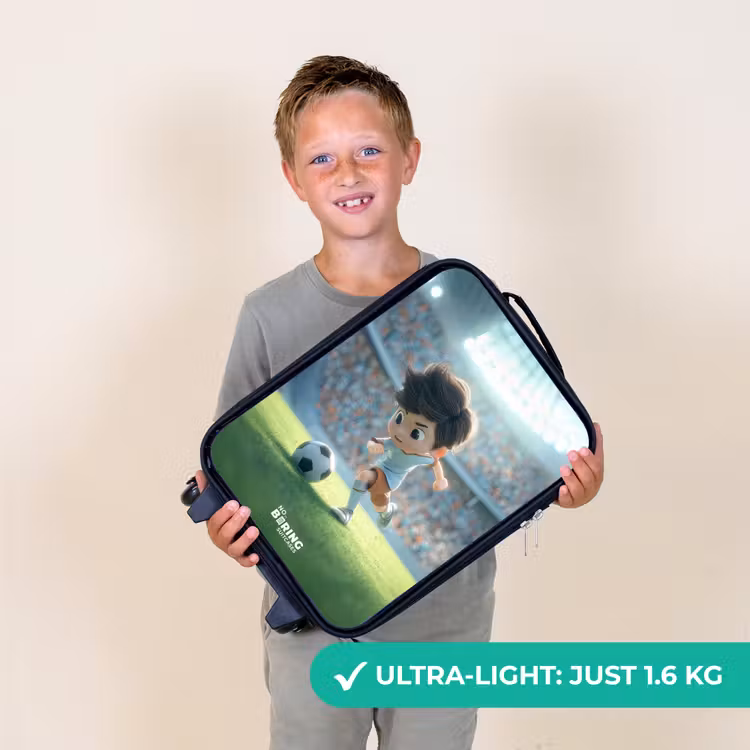 Jongen - Voetbal - Stadion - Zonlicht Kinderkoffer - Zwart klein -sfeer4_UK