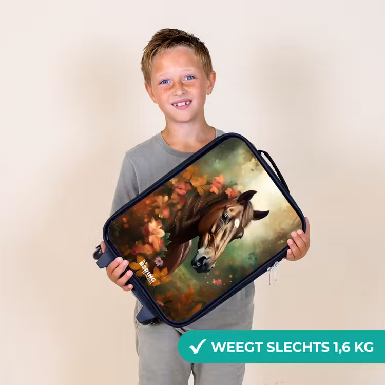 Bruin paard tussen de bloemen Kinderkoffer - Zwart klein -sfeer4_NL