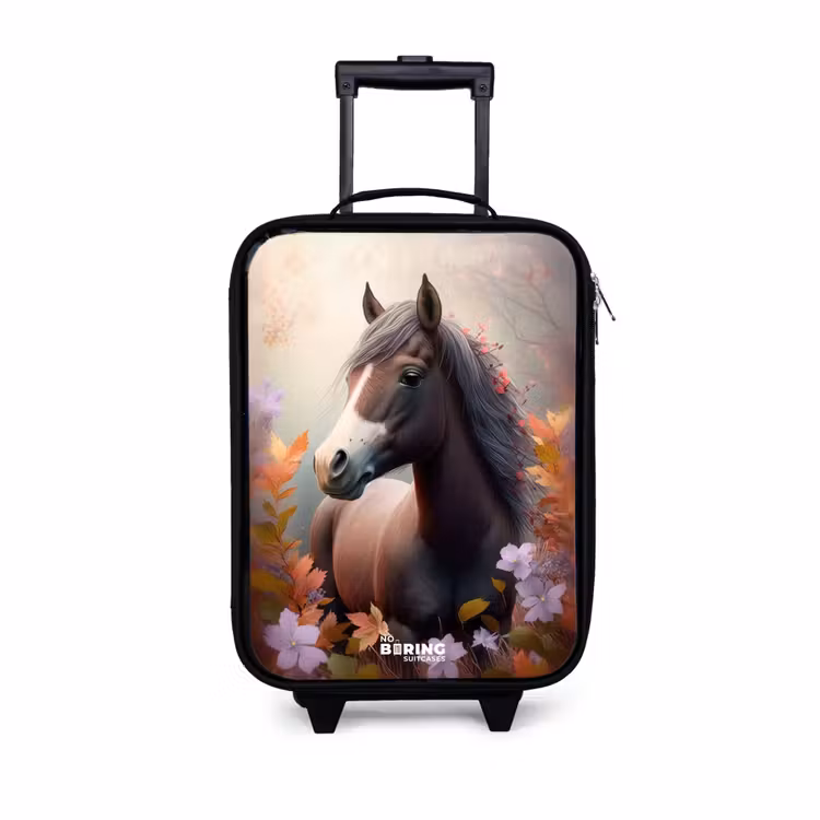 Bruin paard in de herfst Kinderkoffer - Zwart klein -3d