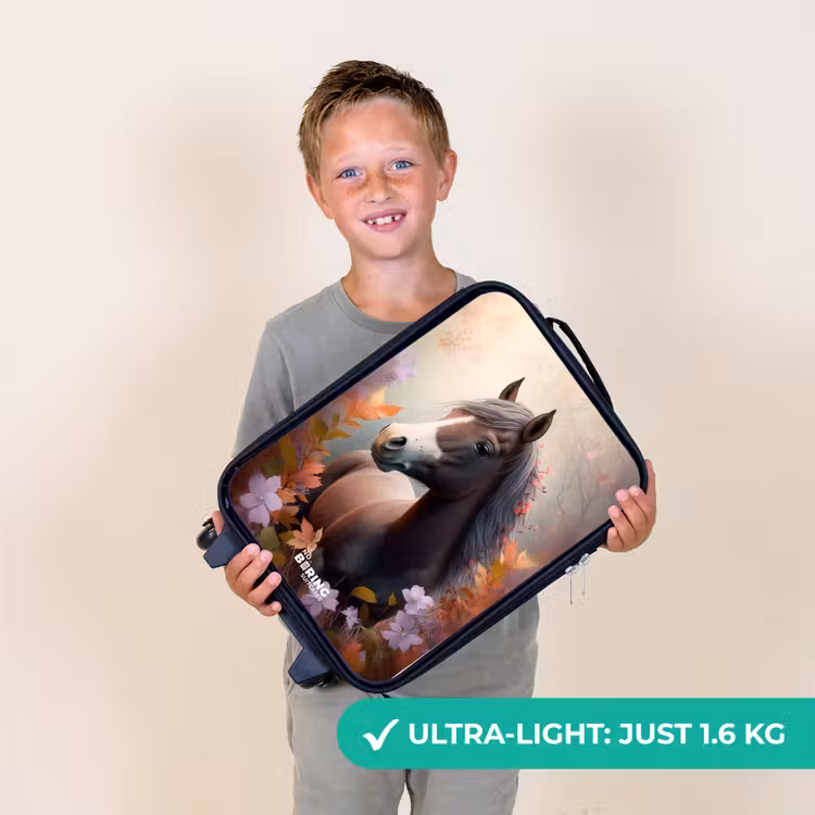Bruin paard in de herfst Kinderkoffer - Zwart klein -sfeer4_UK