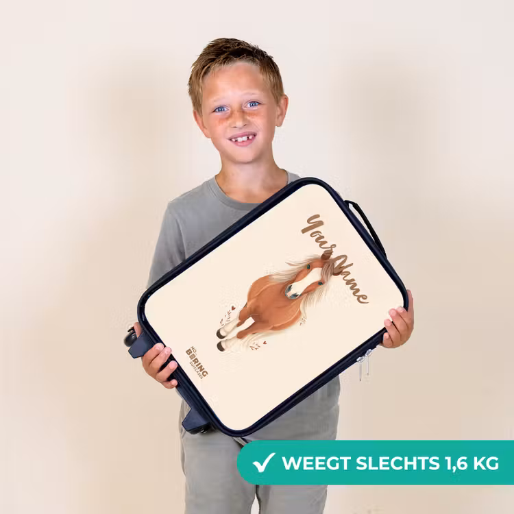 Bruin paard in gallop Kinderkoffer - Zwart klein -sfeer4_NL