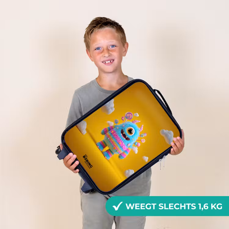 Snoep - Monster - Regenboog Kinderkoffer - Zwart klein -sfeer4_NL