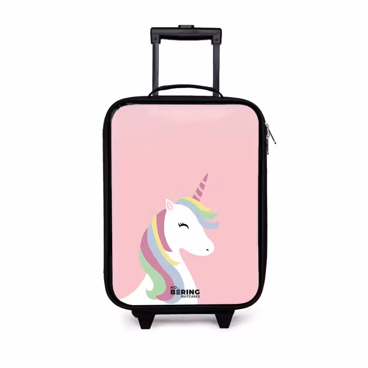 Cartoon unicorn met regenboogmanen Kinderkoffer - Zwart klein -3d