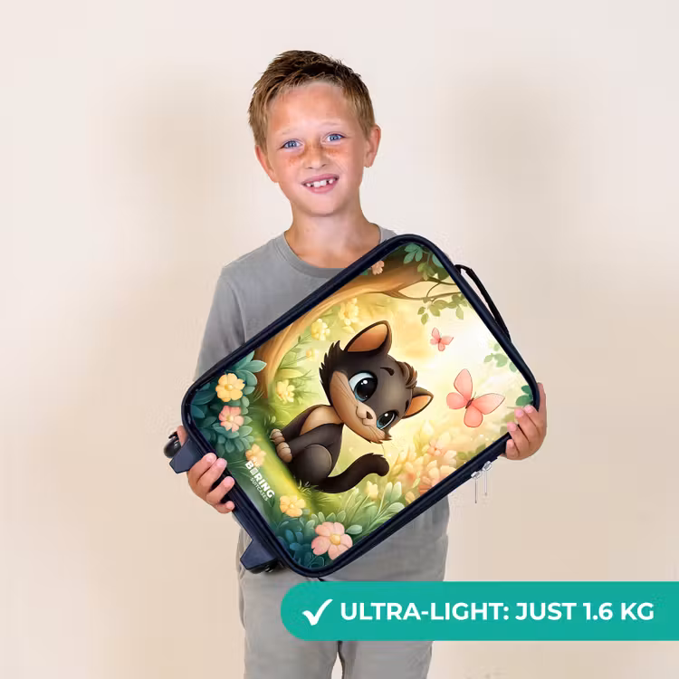 Kat - Vlinder - Bloemen Kinderkoffer - Zwart klein -sfeer4_UK