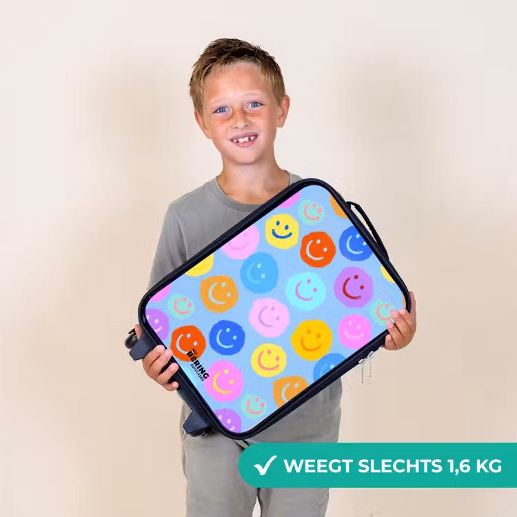 Vrolijk patroon van smileys Kinderkoffer - Zwart klein -sfeer4_NL