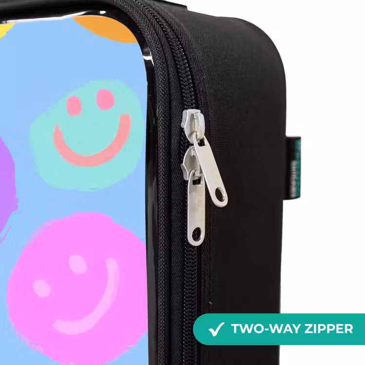 Vrolijk patroon van smileys Kinderkoffer - Zwart klein -rits_UK