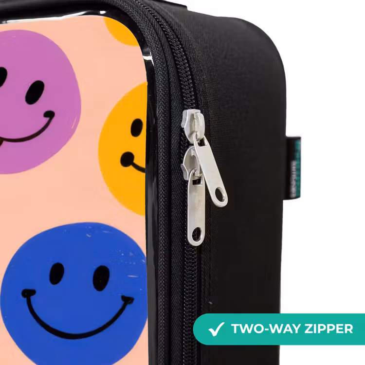 Vrolijk Smiley-patroon Kinderkoffer - Zwart klein -rits_UK