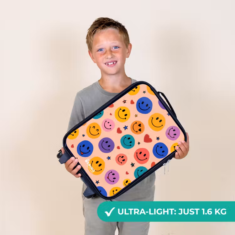 Vrolijk Smiley-patroon Kinderkoffer - Zwart klein -sfeer4_UK