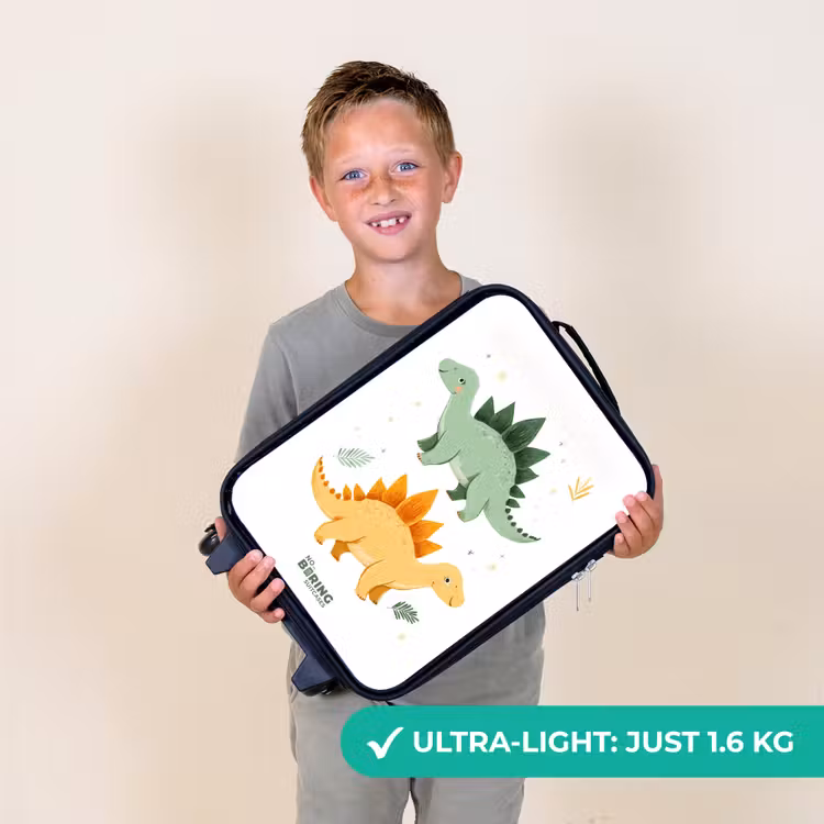 Vrolijke stegosaurusvrienden Kinderkoffer - Zwart klein -sfeer4_UK