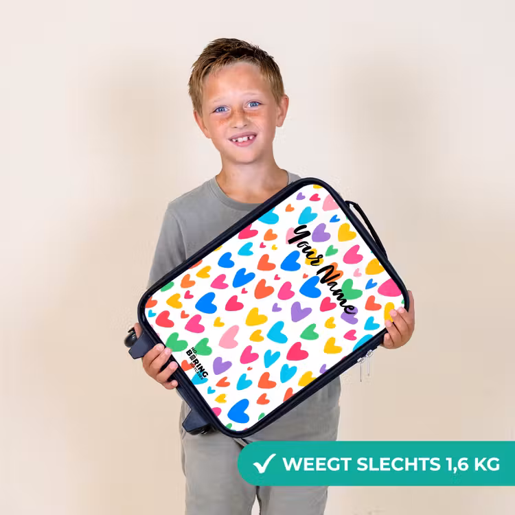 Gekleurde hartjes Kinderkoffer - Zwart klein -sfeer4_NL
