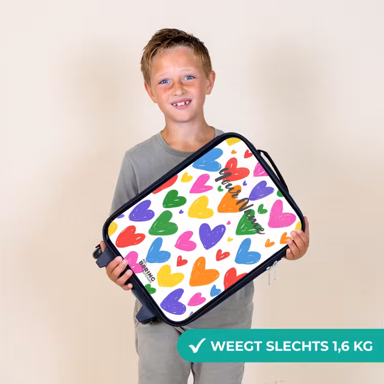 Gekleurde hartjes Kinderkoffer - Zwart klein -sfeer4_NL
