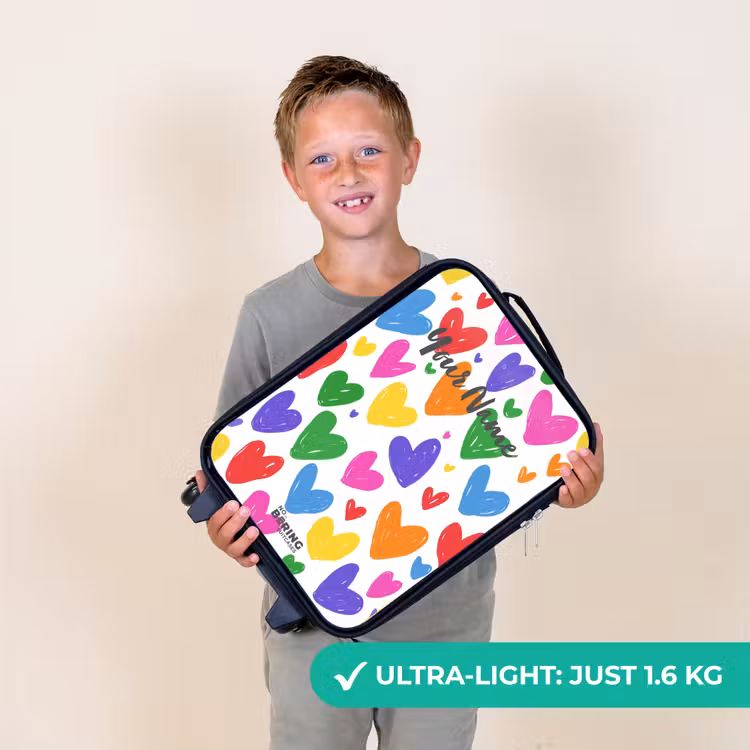 Gekleurde hartjes Kinderkoffer - Zwart klein -sfeer4_UK
