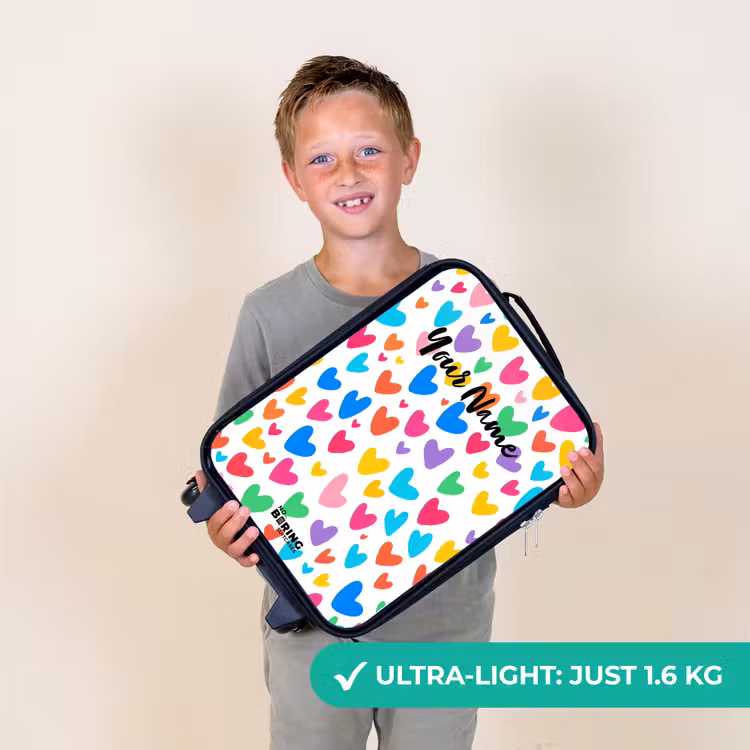 Gekleurde hartjes Kinderkoffer - Zwart klein -sfeer4_UK