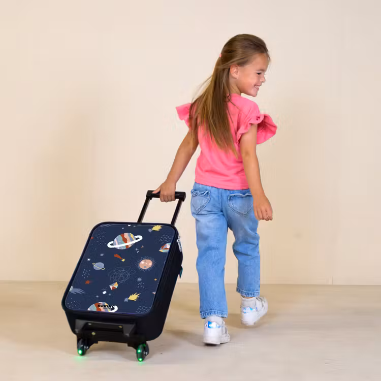 kleurrijke planeten op een donkere achtergrond Kinderkoffer - Zwart klein -sfeer1