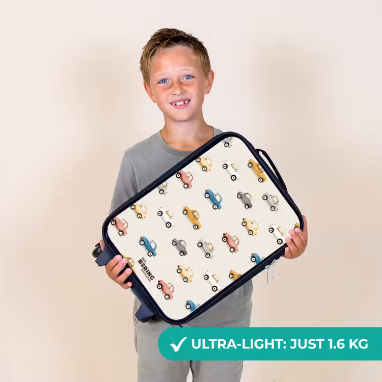 Kleurrijke retro autootjes Kinderkoffer - Zwart klein -sfeer4_UK