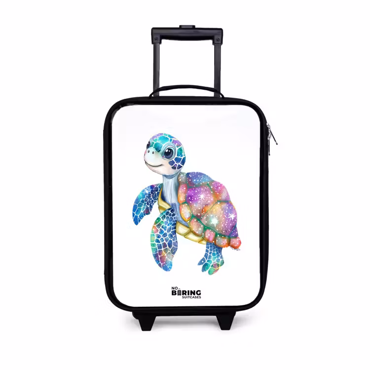zeeschildpad vol kleuren Kinderkoffer - Zwart klein -3d