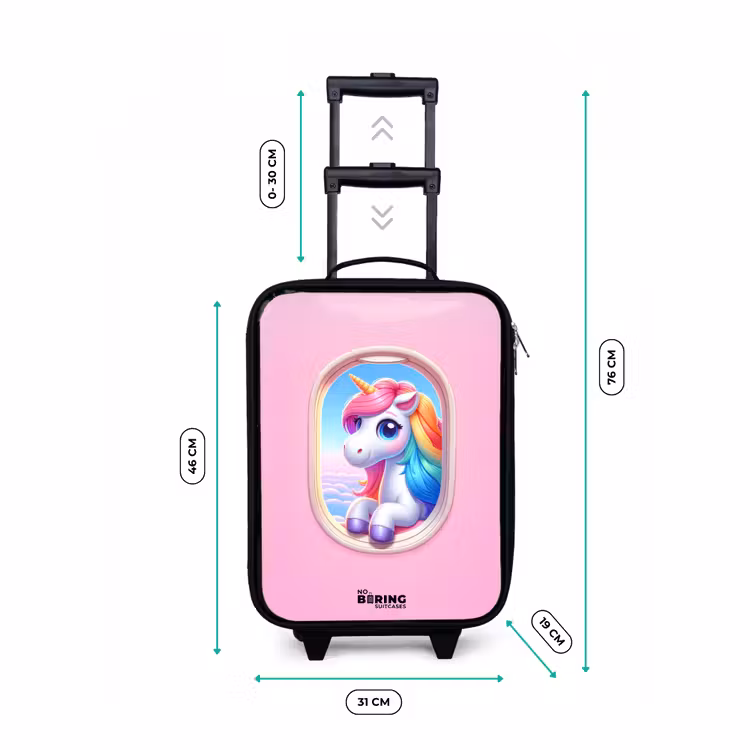 Kleurrijke eenhoorn uit een vliegtuigraam Kinderkoffer - Zwart klein -productfoto_formaten