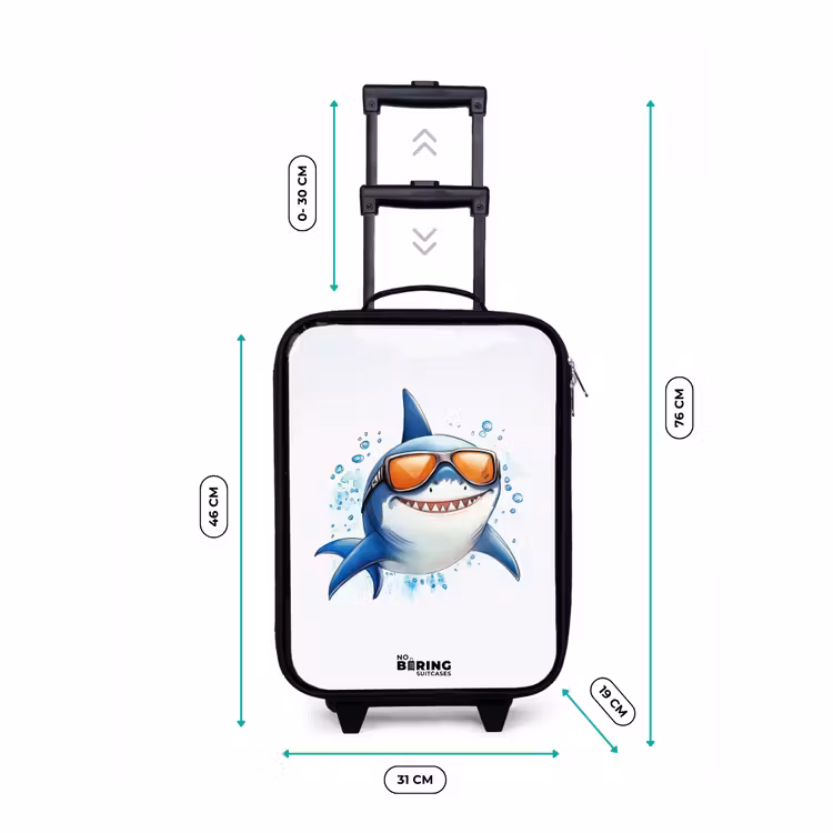 Coole haai met zonnebril in het water Kinderkoffer - Zwart klein -productfoto_formaten