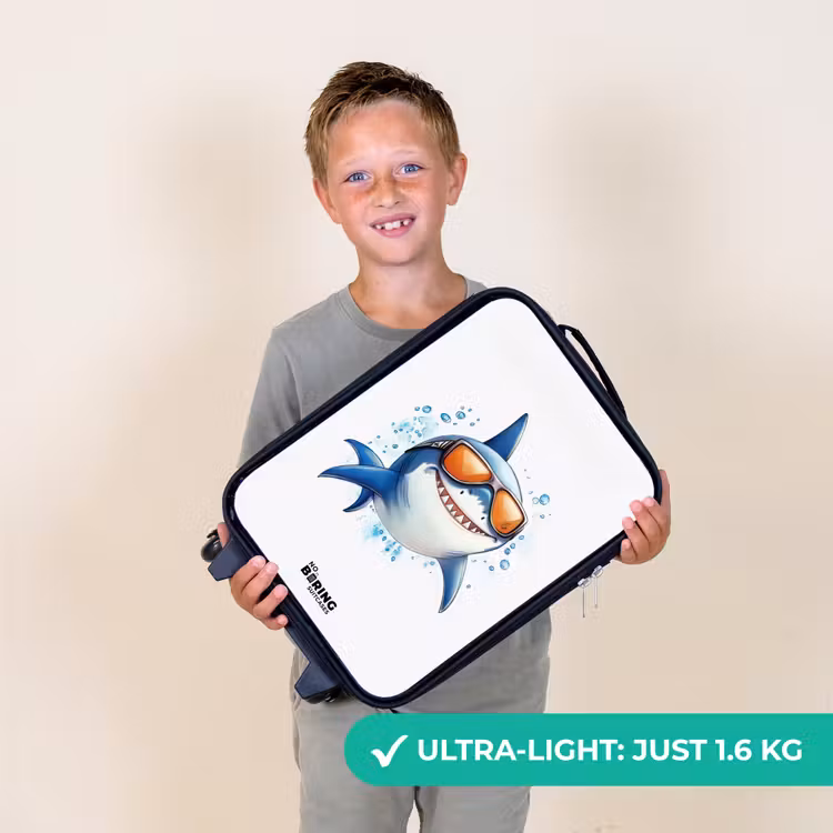 Coole haai met zonnebril in het water Kinderkoffer - Zwart klein -sfeer4_UK