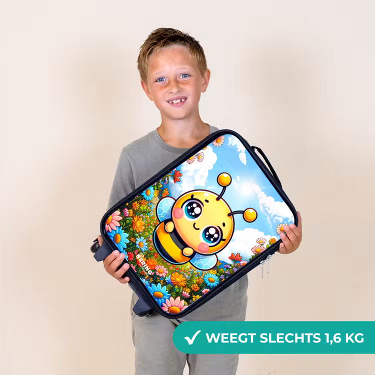 Schattige bij tussen de bloemen Kinderkoffer - Zwart klein -sfeer4_NL