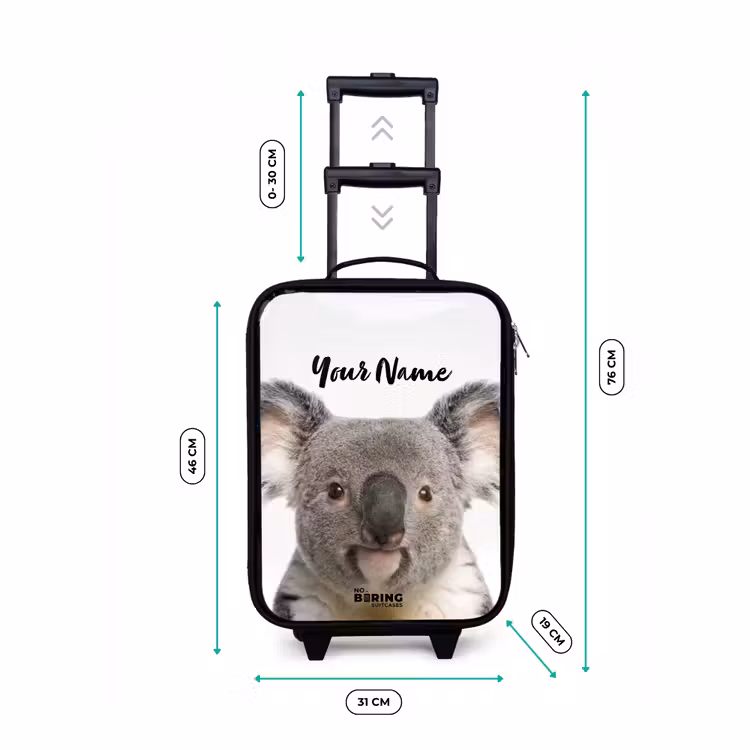 Schattige Koala Beer Kinderkoffer - Zwart klein -productfoto_formaten