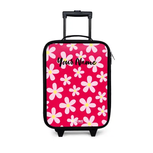 Madeliefjesmania hotpink Kinderkoffer - Zwart klein -3d