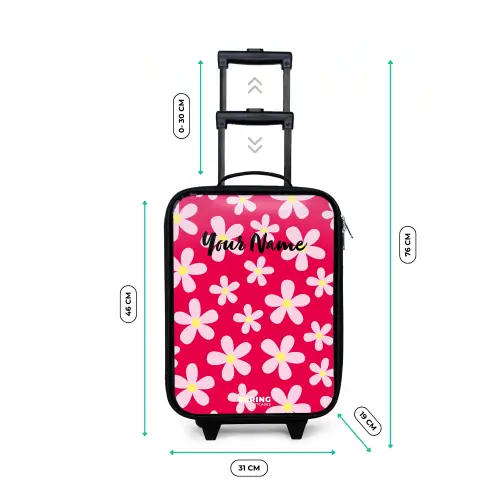 Madeliefjesmania hotpink Kinderkoffer - Zwart klein -productfoto_formaten