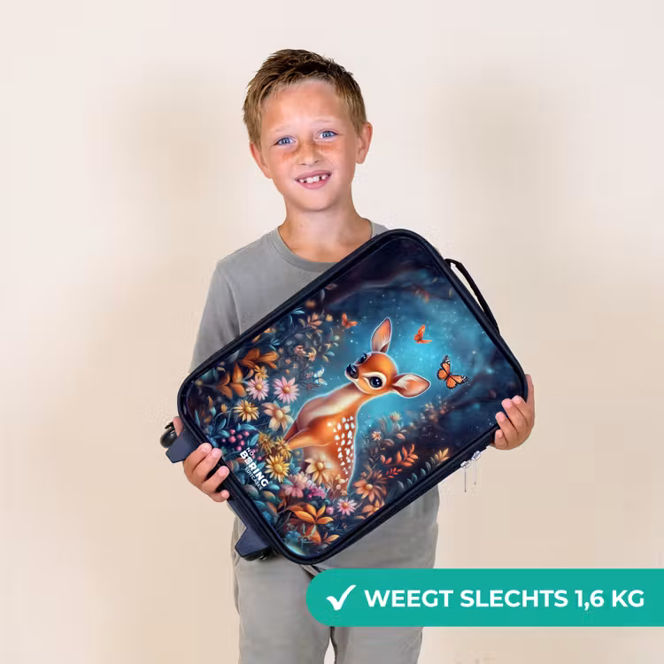 Hertje tussen bloemen in betoverend bos Kinderkoffer - Zwart klein -sfeer4_NL
