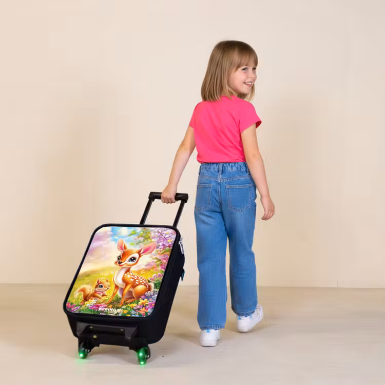 Hertje en eekhoorn in kleurrijk bloemenveld Kinderkoffer - Zwart klein -sfeer1