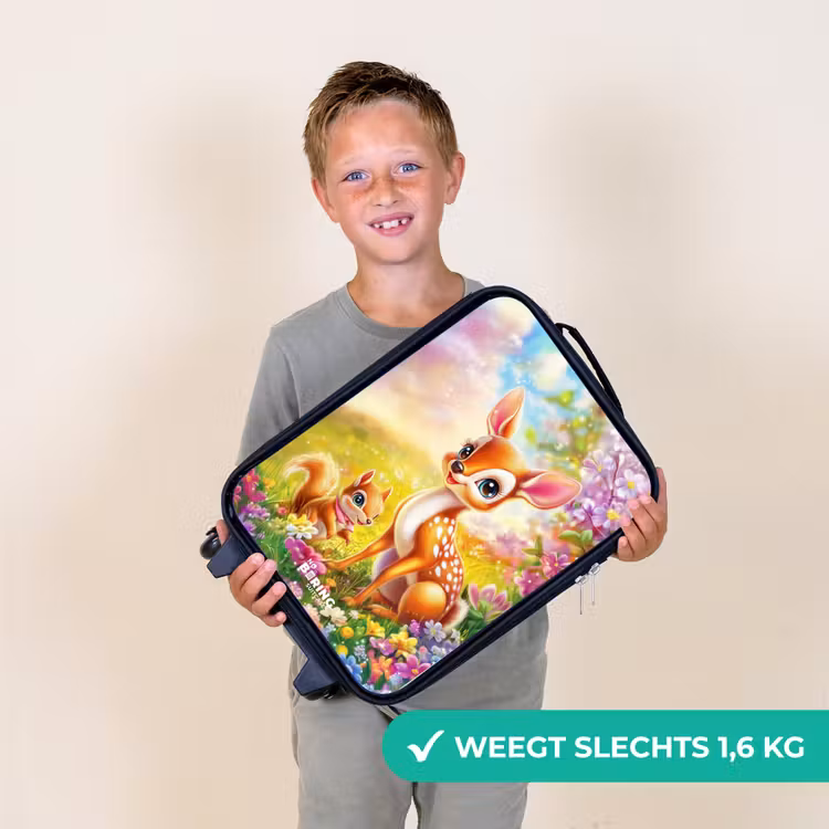 Hertje en eekhoorn in kleurrijk bloemenveld Kinderkoffer - Zwart klein -sfeer4_NL
