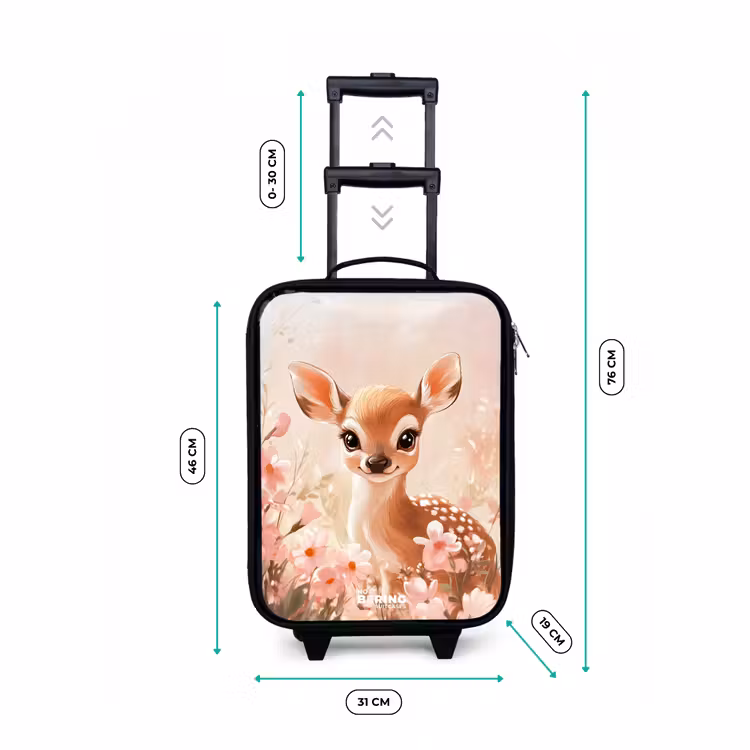 Hertje - Ogen - Stippen - Bloemen Kinderkoffer - Zwart klein -productfoto_formaten
