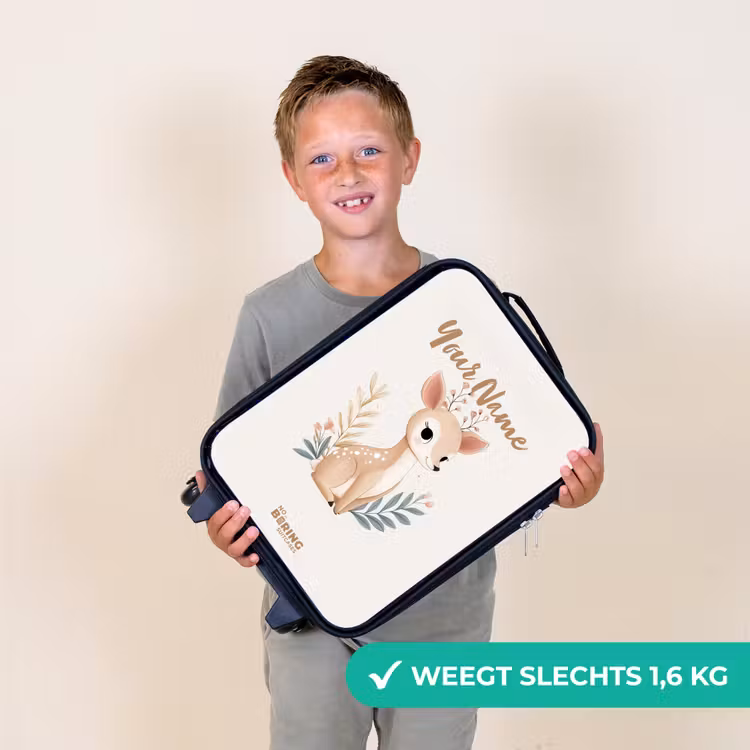 Hertje omringd door planten in beige tinten Kinderkoffer - Zwart klein -sfeer4_NL