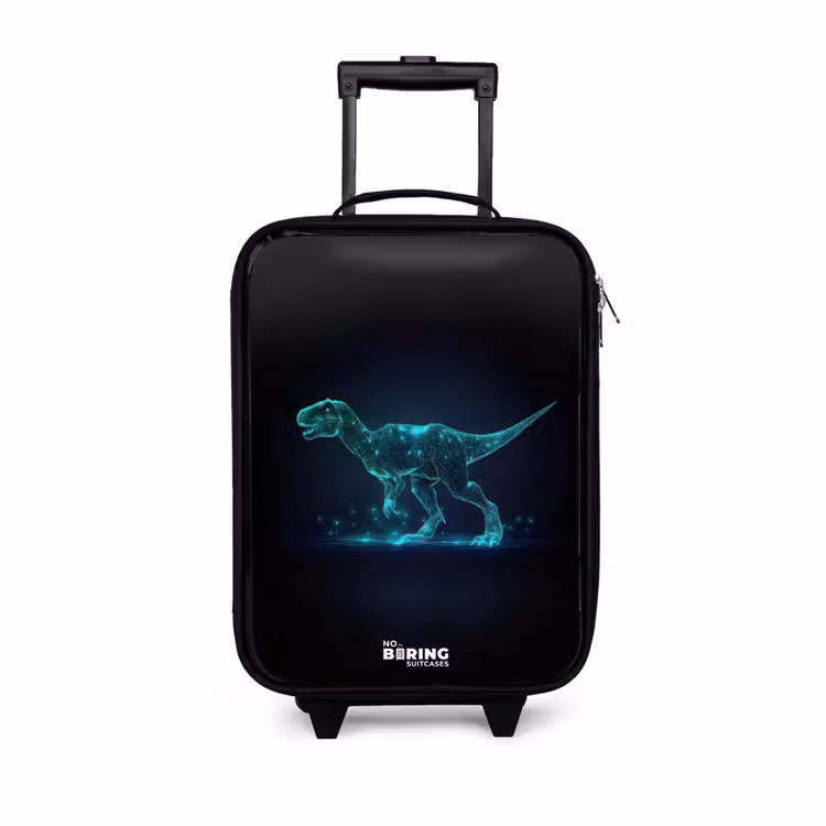 Digitale T-Rex in blauw lichtveld Kinderkoffer - Zwart klein -3d