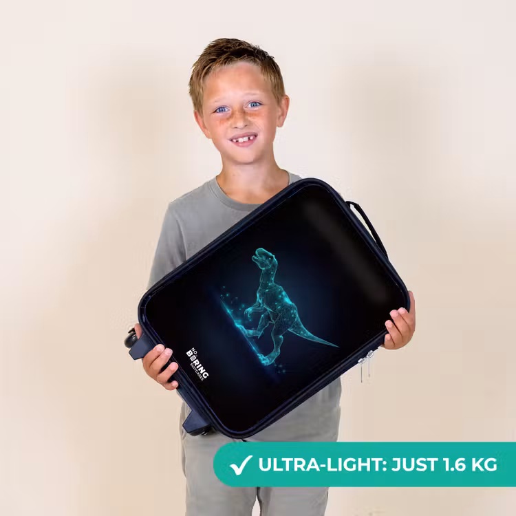 Digitale T-Rex in blauw lichtveld Kinderkoffer - Zwart klein -sfeer4_UK