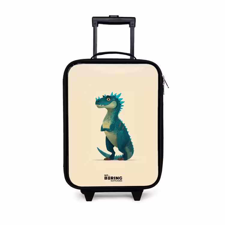 Dino - Dier - Blauw - Groen Kinderkoffer - Zwart klein -3d