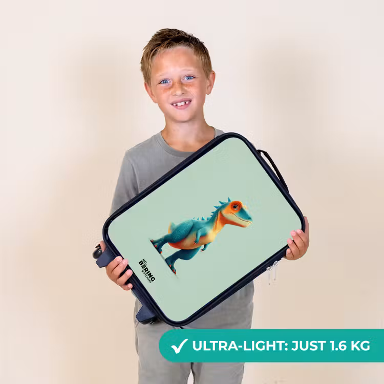 Dino - Dier - Groen - Oranje Kinderkoffer - Zwart klein -sfeer4_UK