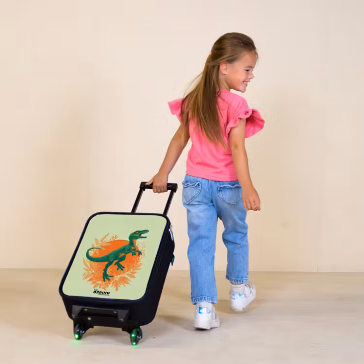 Dino - Natuur - Groen Kinderkoffer - Zwart klein -sfeer1