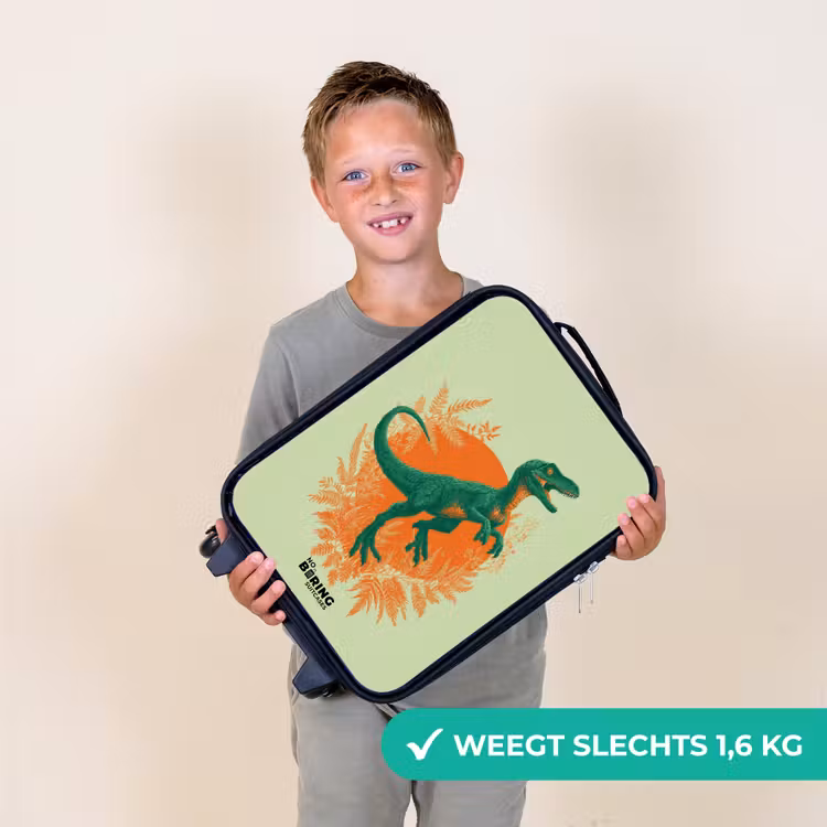 Dino - Natuur - Groen Kinderkoffer - Zwart klein -sfeer4_NL