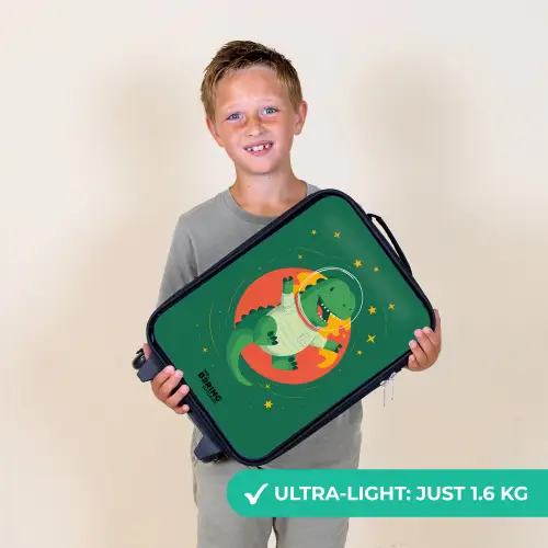 Dino - Planeet - Sterren - Groen Kinderkoffer - Zwart klein -sfeer4_UK
