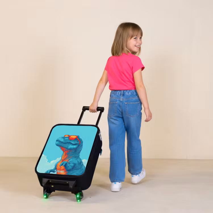 Dino met zonnebril Kinderkoffer - Zwart klein -sfeer1