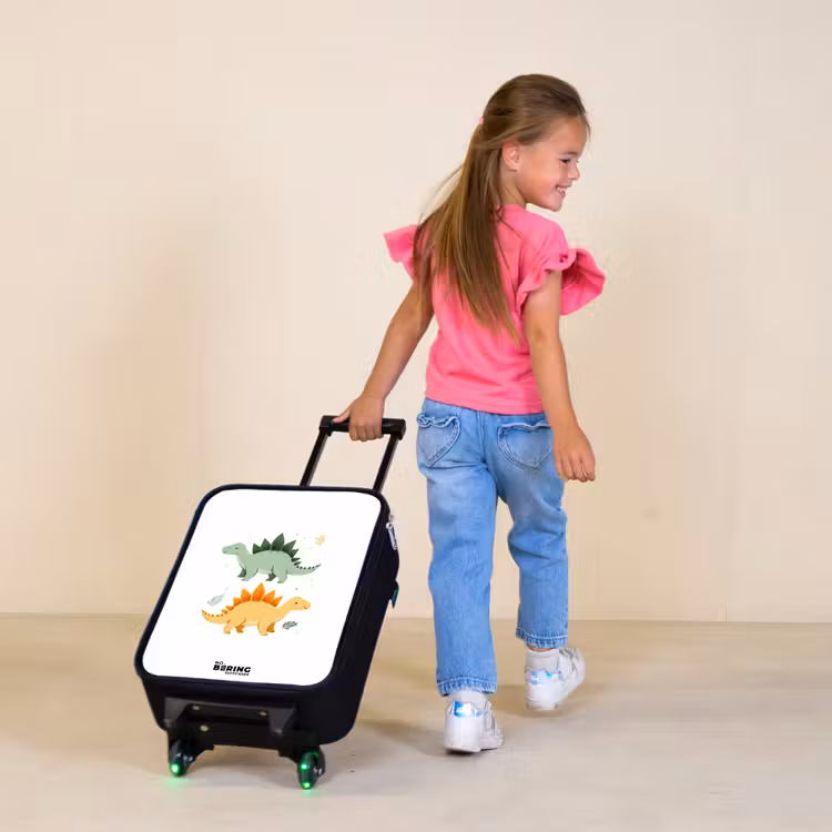Dinos - Dieren - Groen - Oranje Kinderkoffer - Zwart klein -sfeer1