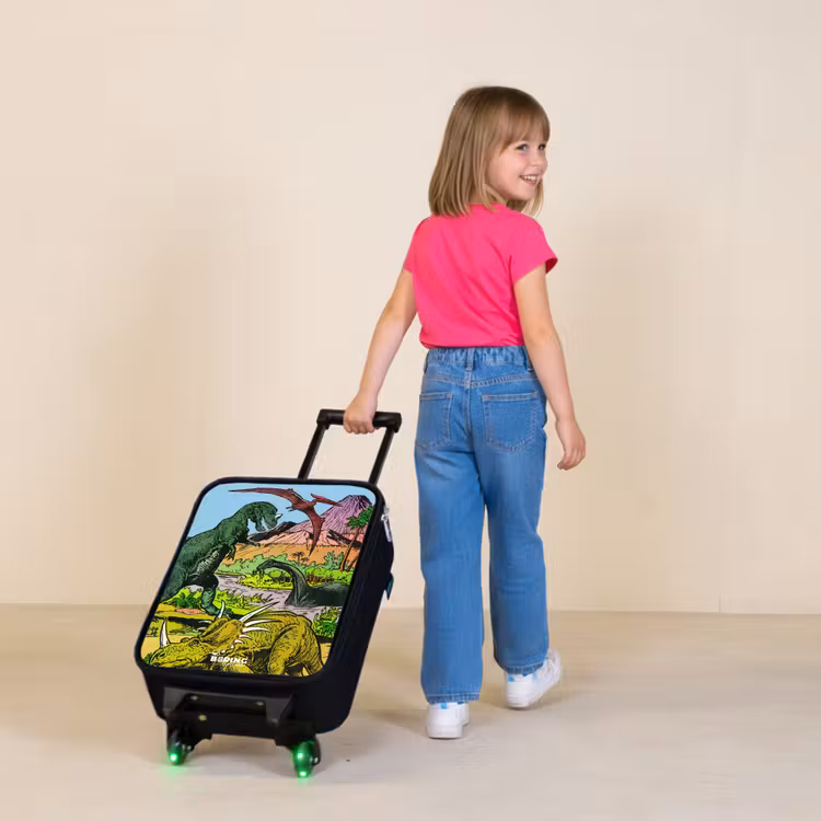 Dino's bij een vulkaan Kinderkoffer - Zwart klein -sfeer1
