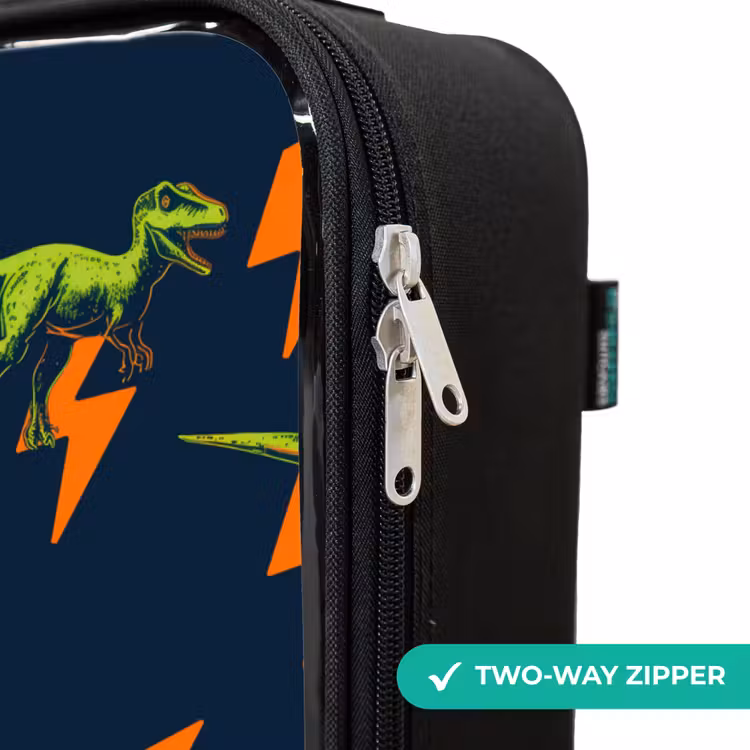 Dinos - Bliksem - Dieren - Blauw Kinderkoffer - Zwart klein -rits_UK