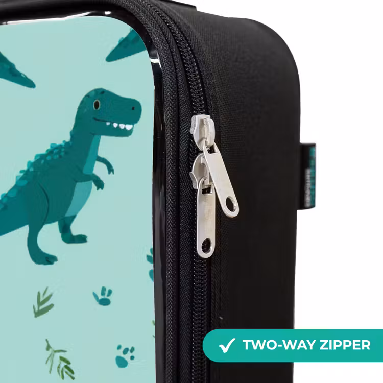 Dinos - Patroon - Groen Kinderkoffer - Zwart klein -rits_UK