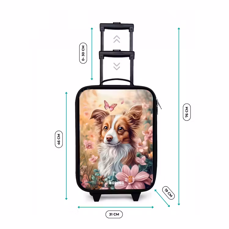 Hond in bloemenveld met vlinders Kinderkoffer - Zwart klein -productfoto_formaten