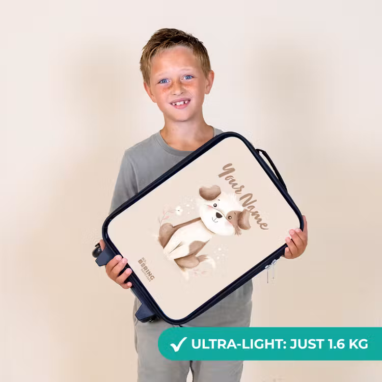 Hond in de kleuren bruin en beige Kinderkoffer - Zwart klein -sfeer4_UK